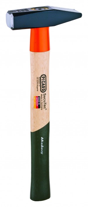 PICARD Schlosserhammer SecuTec® mit gehärteter Stielschutzhülse aus Stahl, mit doppelt geschweiftem Hickorystiel. Sichere Verbindung von geschmiedetem Hammerkopf und Stiel durch Keilschraube. Höchste Abzugswerte ohne weitere Anbauteile. Nr. 12 HS, 200 gr.