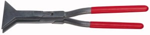ERDI Quetsch-Falzzange gerade durchgesteckt, brüniert, Griff PVC rot
Gesamtlänge 320 mm/Maulbreite 80 mm/Maultiefe 80 mm
