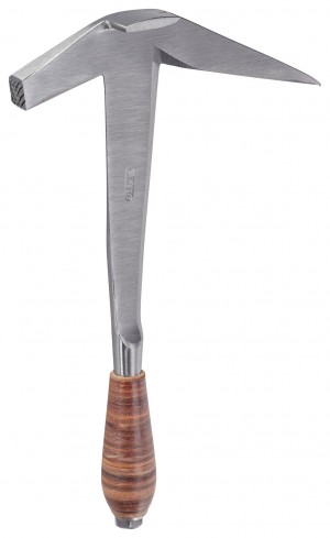 PICARD Schieferhammer geschmiedet, mit Ledergriff; franz. Form, mit seitlichem Nagelzieher, für Rechts- oder Linkshänder, Nr. 207 R, vergoldet