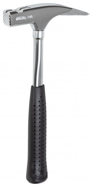 PICARD Latthammer verchromt, mit magnetischem Nagelhalter, für höchste Ansprüche, Hammerkopf fein blank, Chrom-Molybdän-Stahlrohrstiel, Klaue und Spitze besonders gehärtet, mit hohem Auge, schwarzer Spezialgriff, geraute Bahn, Nr. 298e, verchromt