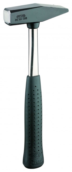 PICARD Montagehammer VPA-GS, Schlosserhammer mit Stahlrohrstiel, schwarzer Spezialgriff, Nr. 301, 500 gr.