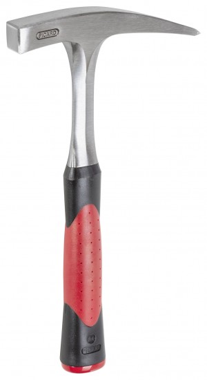 PICARD Ganzstahl-Geologenhammer mit Spitze 2-Komponenten-Griff rot/schwarz, mit Spitze, aus C60 Spezialstahl, Nr. 561, 500 gr.