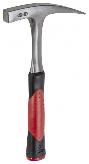 PICARD Ganzstahl-Geologenhammer mit Schneide 2-Komponenten-Griff rot/schwarz, mit Schneide, aus C60 Spezialstahl, Nr. 561 1/2, 500 gr.
