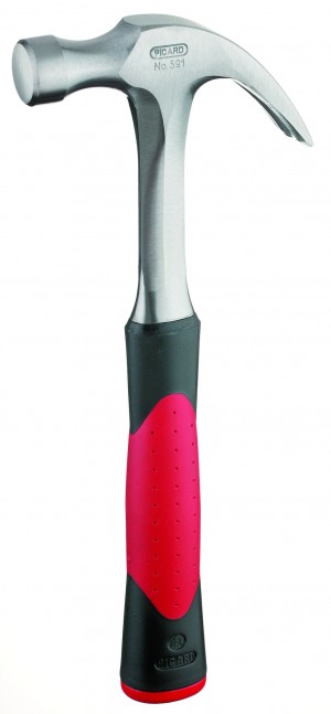 PICARD Ganzstahl-Klauenhammer mit 2-Komponenten-Griff rot/schwarz, Nr. 591, 24 mm