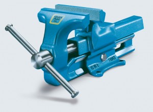HEUER Schraubstock aus Stahl, Backenbreite 100 mm, Spannweite 125 mm, Spanntiefe 50 mm, Min+Max Rohrspannbacken 16-30 mm
