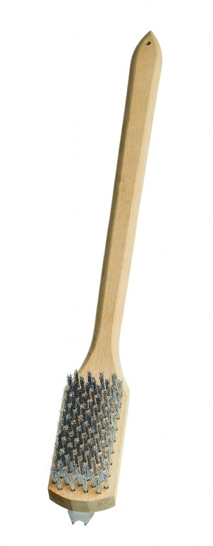 LESSMANN Grillbürsten mit Schaber 500x50x 20 mm 9/ 10x9 rhg. Stahldraht rostfrei ROF gew. 0,30 mm hoch 20 mm Holzkörper fassoniert
