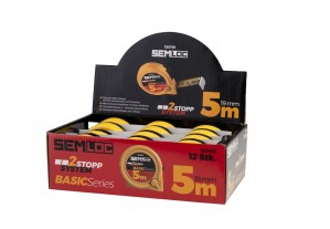 SEMLOC BasicSeries Display mit 12 Rollbandmaßen 5 m 19 mm