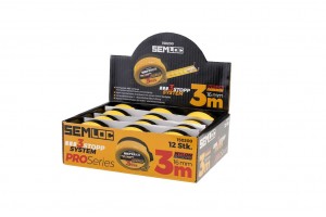 SEMLOC ProSeries Display mit 12 Rollbandmaßen 3 m 16 mm
