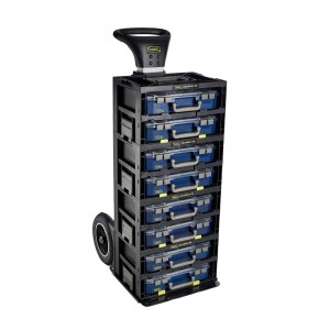 Raaco CM Trolley + CarryMore 80 Ein Set bestückt mit 4 CarryMore 80 mit je 2 CarryLite 80 4x8-9 Sortimentskoffern