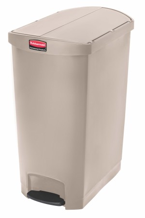 RUBBERMAID Kunststoff-Tretabfallbehälter mit Pedal an der Schmalseite 90 L, Farbe Beige