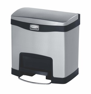 RUBBERMAID Metall-Tretabfallbehälter mit Pedal an der Breitseite 15 L, Farbe Schwarz