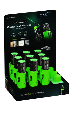 Pica Powder Display - 9 Marker Powder 2020 + 3 Refills Powder 2030 - Maße: 195×130×267 mm
