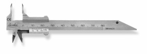 SCALA Dental-Meßschieber 80x17mm rostfrei 1/10mm, Kreuzspitzen, "Münchner Modell"