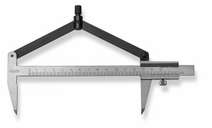 SCALA Zirkel-Schieblehre MB 150mm = d 300mm Schnäbel gehärtet, Abl. 1/10mm, blank