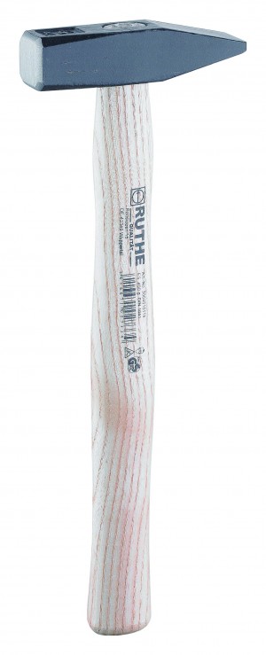 RUTHE Schlosserhammer Esche, Deutsche Form VPA-GS geprüft, aus Qualitätsstahl, Kopf schwarz lackiert, im Gesenk geschmiedet, gehärtet und angelassen, Rostschutz durch Pulverlackierung, Bahn und Pinne geschliffen, Stiel Esche, doppelt geschweift