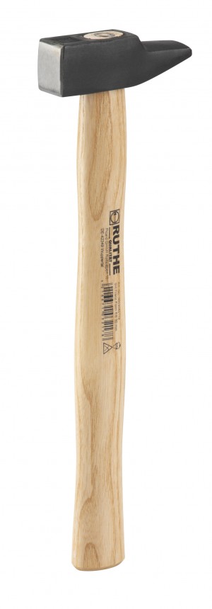 RUTHE Schlosserhammer Esche, Französische Form Französische Form, aus Qualitätsstahl, Kopf schwarz lackiert, im Gesenk geschmiedet, gehärtet und angelassen, Rostschutz durch Pulverlackierung, Bahn und Pinne geschliffen, Stiel Esche, doppelt geschweift