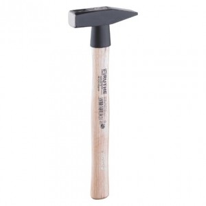 RUTHE Schlosserhammer Hickory, Deutsche Form VPA-GS geprüft, aus Qualitätsstahl, Kopf schwarz lackiert, im Gesenk geschmiedet, gehärtet und angelassen, Rostschutz durch Pulverlackierung, Bahn und Pinne geschliffen, Stiel Hickory, doppelt geschweift