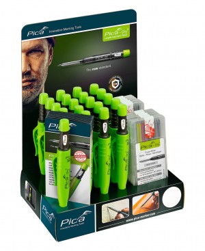 Pica DRY Display "Basis" Inhalt: 20 x 3030 Pica Dry Longlife Automatic Pen, 10 x 4020 Pica Dry Ersatzminen-Etuis , Basis-Set, 10 Info-Flyer