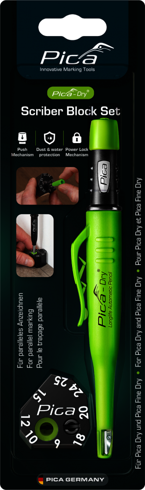 Pica Dry Scriber Block Set - enthalten: 1 x 3030 (DRY Longlife Automatic Pen) + 1 x 55805 (Scriber Block/Anzeichenhilfe)