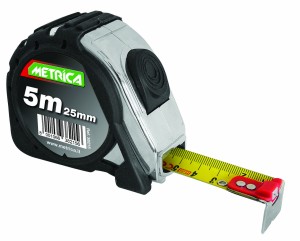 METRICA Rollbandmass 5 Meter Bandbreite 25 mm mit Rücklauftaste