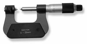 SCALA Gewindemikrometer 0-25mm, St. 1/2mm Abl.0.01mm, inkl. 6 Messeinsätze 0,4-7,0
