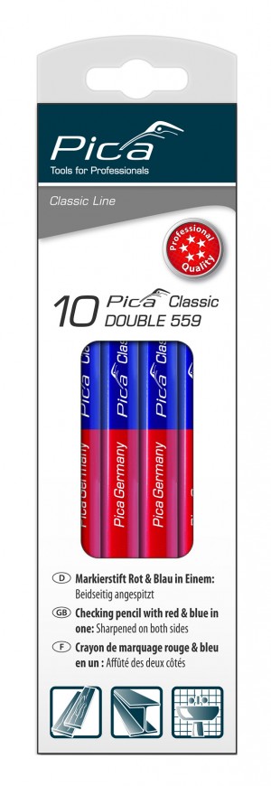 Pica DOUBLE blau/rot, 17,5cm, 10er-Schachtel
