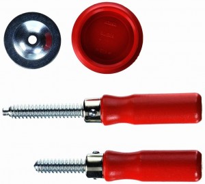 BESSEY Spindel mit loser Druckplatte u. Schutzkappe (2x) für Tür-Futter-Richtzwinge TFM