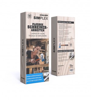 Halder SIMPLEX Aktionsbox "Schreiner" PLUSBOX 3117.051 + Konturenlehre verpackt in bedrucktem Verkaufskarton