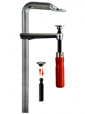 BESSEY Ganzstahl-Schraubwzinge mit Holzgriff Spannweite 300 mm/Ausladung 100 mm/Schiene 28x11 mm