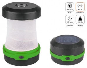 Rechargeable PopupSolar-LED-Camping-Lantern GREEN+BLACK