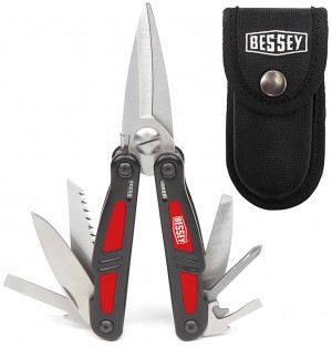 BESSEY Multifunktionswerkzeug mit großer Schere, inkl. Gürteltasche
Gesamtlänge offen 175 mm/Gesamtlänge geschl. 100 mm/Schnittlänge 55 mm