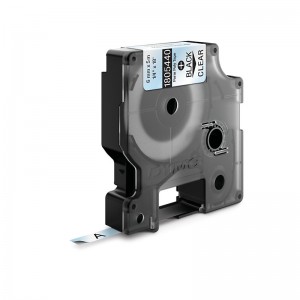 DYMO Rhino Band IND, Polyester, 6mm x 5,5m, schwarz auf transparent