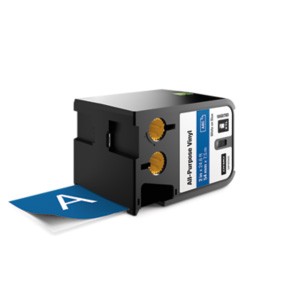DYMO XTL Schriftband, Vinyl, permanent haftend, endlos 54mm x 7m, weiß auf blau