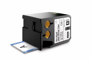DYMO XTL Vorkonfektionierter Heißschrumpfschlauch, selbstlam., 65 Stück auf Trägerband 12mm x 47mm, schwarz auf weiß (XTL500)