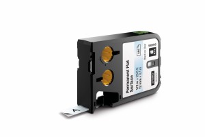 DYMO XTL Schriftband, Polyester, permanent haftend, endlos 12mm x 9,1m, schwarz auf transparent