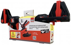BESSEY Einhandzwinge mit drehbarem Griff "EZ360" SET 2 Stück EZ360-30 Spannweite 300 mm Ausladung 80 mm Spreizweite 195-465 mm Schiene 18x5 mm Spannkraft 1.400N (Nachfolgeartikel ist EZ360SET-A)

