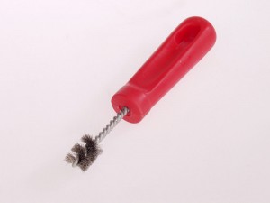 LESSMANN Fittingbürsten Kunststoffgriff rot mit Aufhängeloch IBM 185 x 20 mm Drm 15 mm Stahldraht rostfrei ROF gew. 0,15 mm