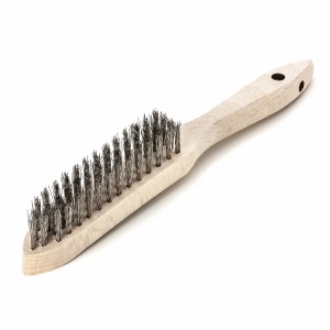 LESSMANN Handbürste mit Holzkörper 4-Reihig ROF rostfreier Draht gewellt 0,35 Länge 290 mm/Besatz 140 mm/Höhe 25 mm Loch ø 10 mm
