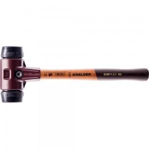 Halder Simplex-Schonhammer mit Stahlgussgehäuse u. hochwertigem Holzstiel ø 30 mm
Gummi-schwarz beids., mittelhart, dämpfend/Länge 300 mm/Kopfbreite 90 mm/Gewicht 345 g