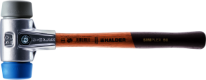 HALDER SIMPLEX-Schonhammer
 mit Aluminiumgehäuse und Holzstiel, 
Ø 60,
 TPE-soft / TPE-mid