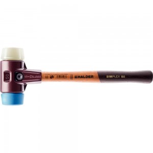 HALDER SIMPLEX-Schonhammer 
mit Stahlgussgehäuse und Holzstiel, 
Ø 30,
 TPE-soft / Nylon