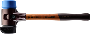 HALDER SIMPLEX-Schonhammer
mit Stahlgussgehäuse und Holzstiel, DRM 60, 
Gummikomposition mit Standfuss/TPE-soft
