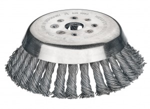 LESSMANN Zopf-Kegelbürsten Drm 180 mm 36 Z mit Blume Stahldraht STH glatt 0,50 mm Bohrung 20 mm (Ersatzartikel 475.250.01 und 475.251.01)