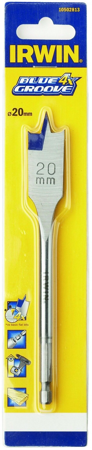 IRWIN Blue Groove 4X Flachbohrer - 152mm Länge 19mm / 6-kant Aufnahme 1/4" / 6 mm