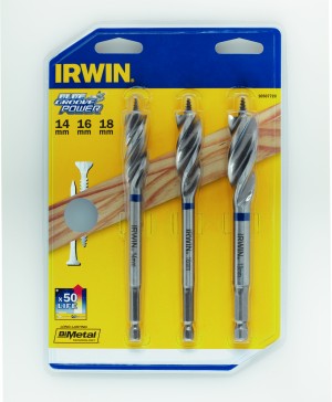 IRWIN Blue Groove Power Holzbohrer Sätze BG Power, 3-tlg. Satz: 14/16/18mm