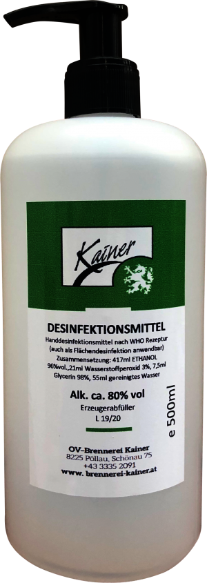 Desinfektionsmittel nach WHO in 500ml Pumpflasche