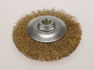 LESSMANN Kegelbürsten Drm 100x10 mm Stahldraht STM vermessingt gew. 0,30 mm Gew. M14
