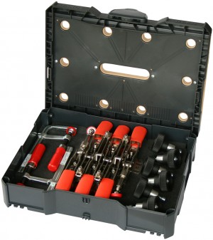 BESSEY Schnellspanner-Systainer STC-S-MFT inkl. Holzeinlage mit 20 mm Bohrung
4x STC-HH50/ 2x STC-IHH25/6x STC-SET-T20/2x GTR12