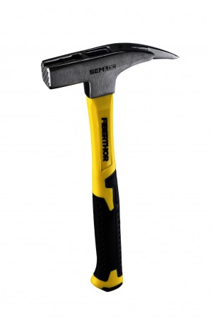 SEMLOC Latthammer Fiberthor mit unzerbrechlichem Glasfaserstiel, magnetischer Nagelhalter, gerauhte Bahn, schwarz lackiert, Antivibration, GS-geprüft