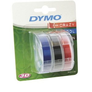 DYMO 3D-Prägeband 3er-Blister, 9mm x 3m, glänzend rot, blau, schwarz
